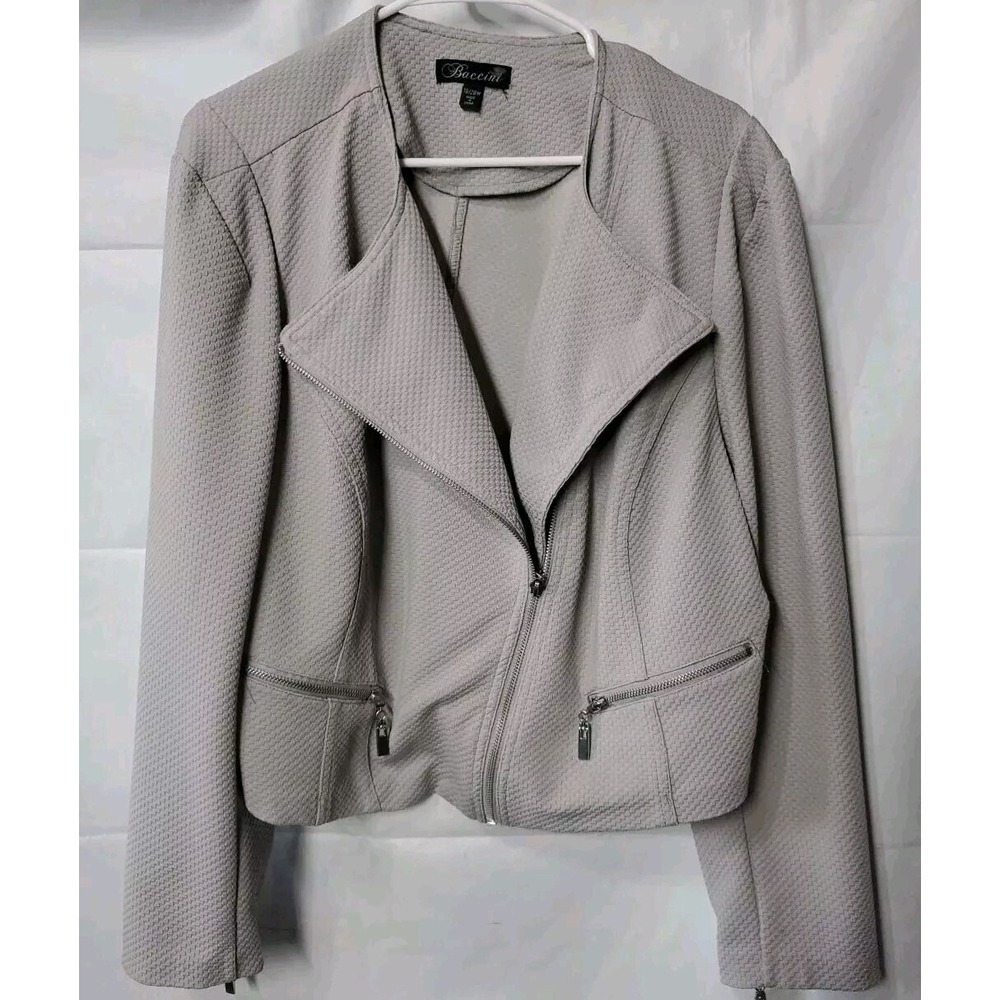 Baccini Gray‎ Tectured Zip Up Cropped Jacket Women's Size 18/20